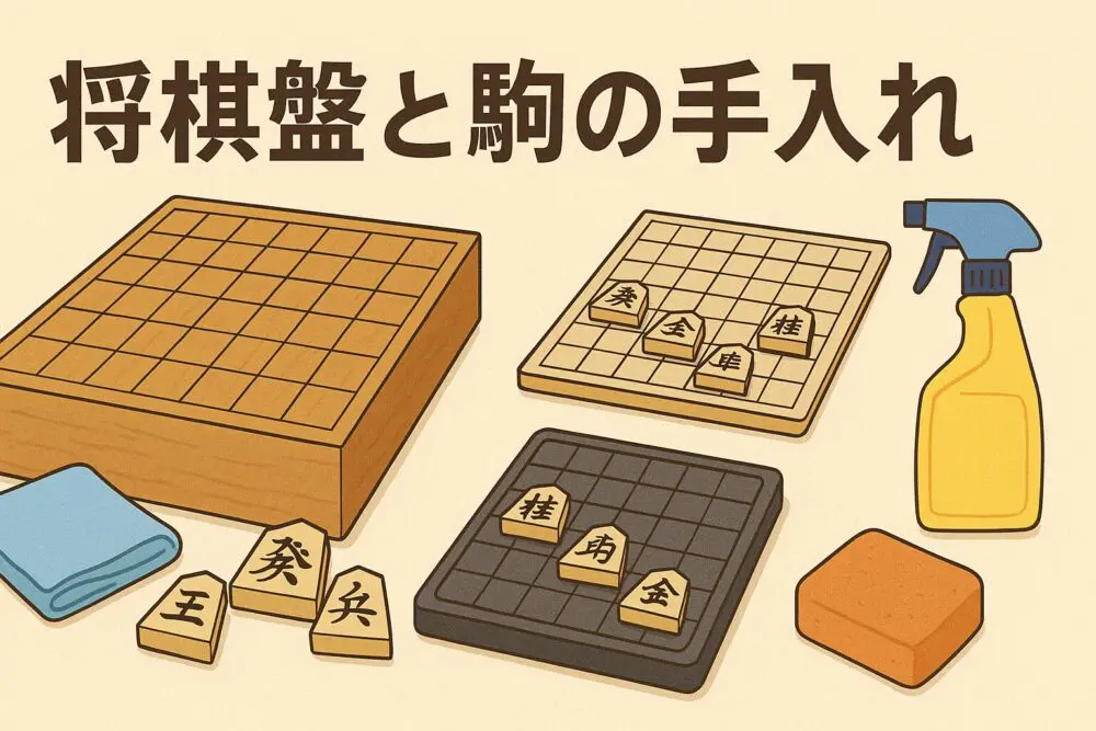 将棋盤と駒の手入れ